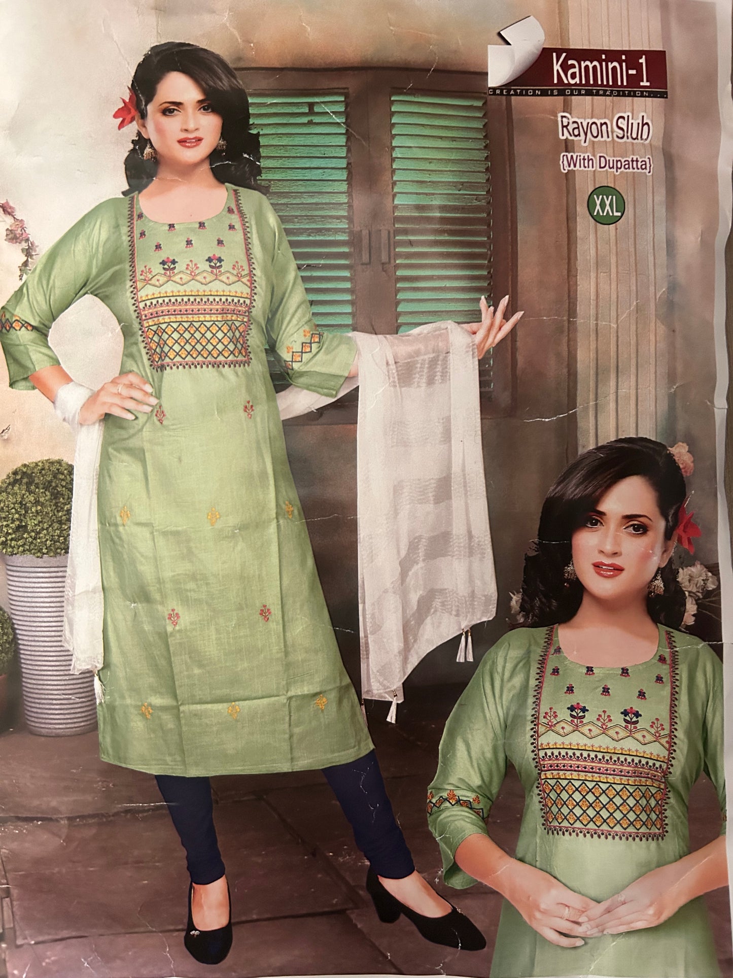 Kamini hand embroidered kurta & dupatta without pants