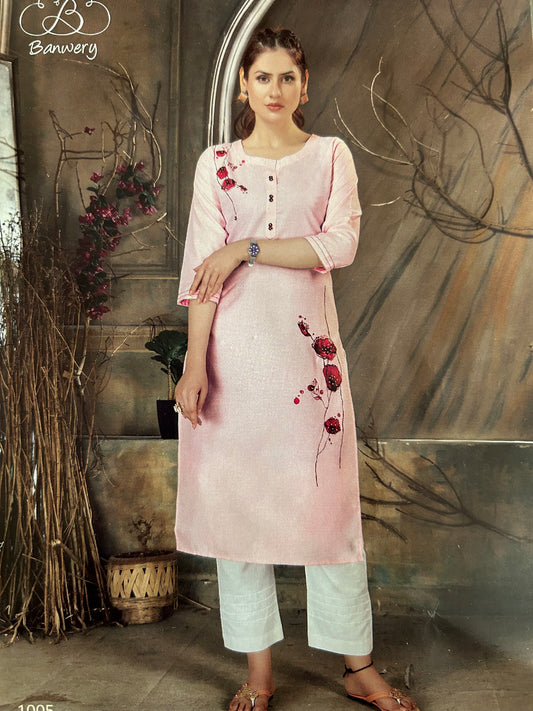 Banwery Digital print thread embroidered kurta without pants