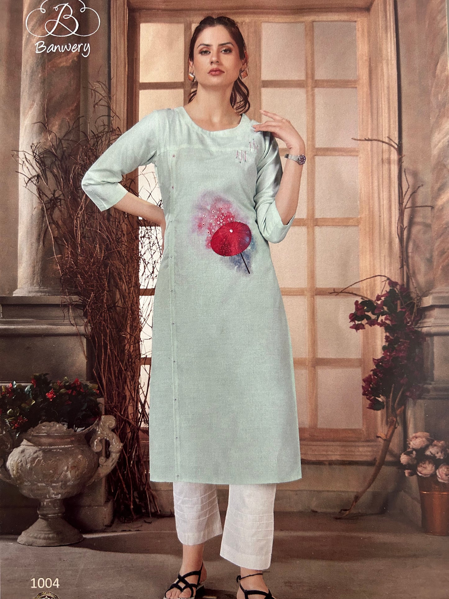 Banwery Digital print thread embroidered kurta without pants