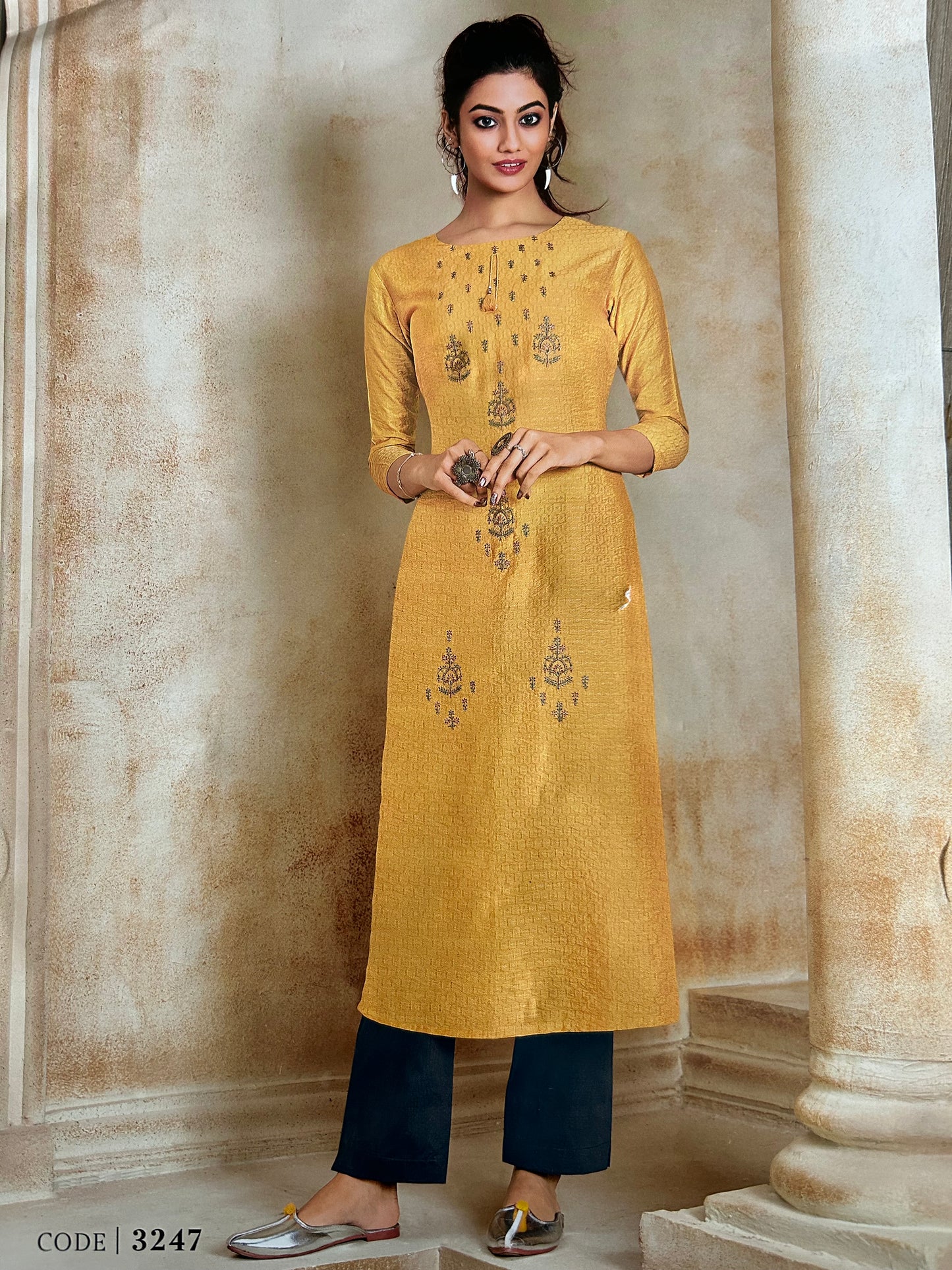 Pankhudi gold embroidered kurta without pants