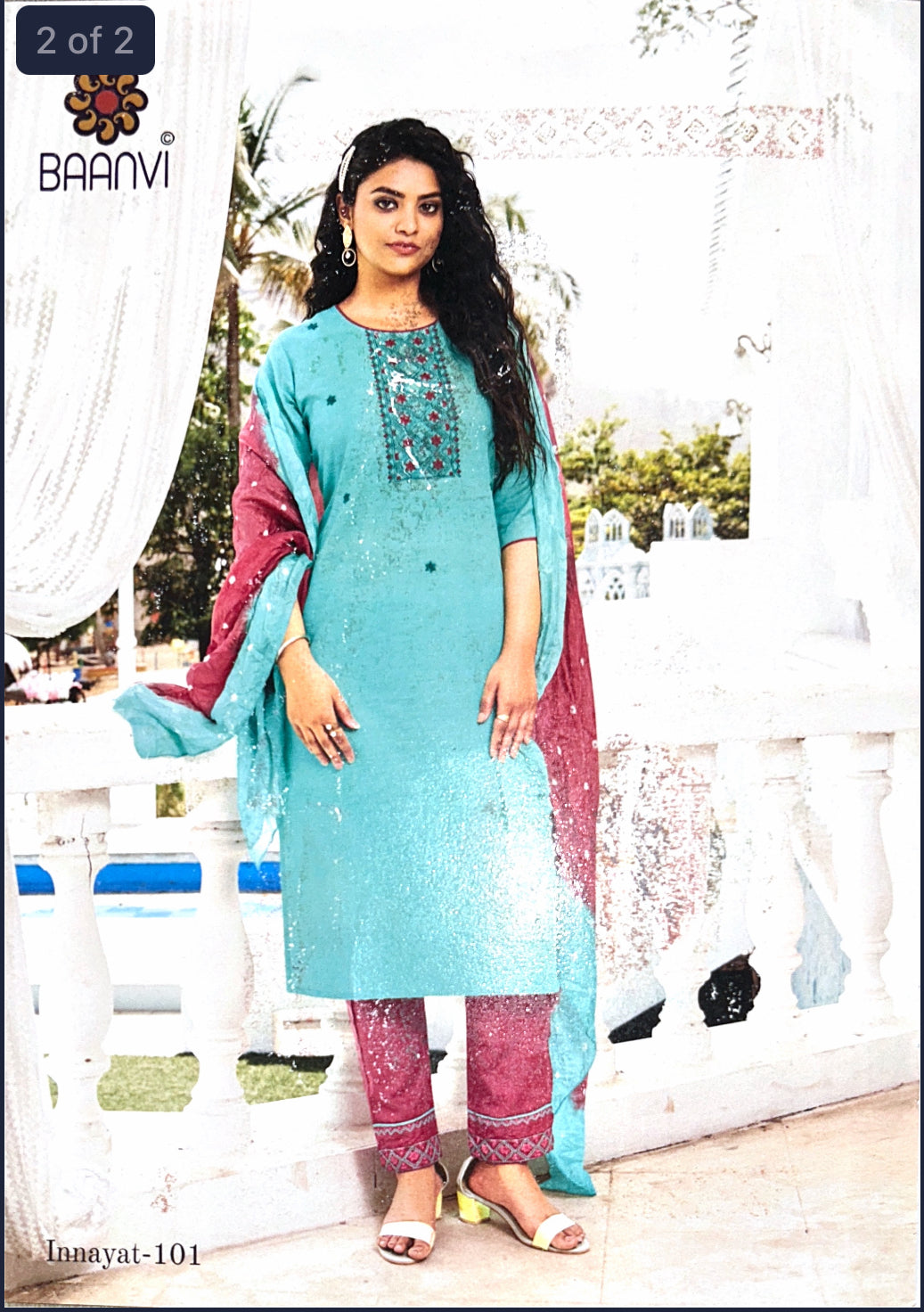 Inayat cotton kurta set with bandhej dupatta