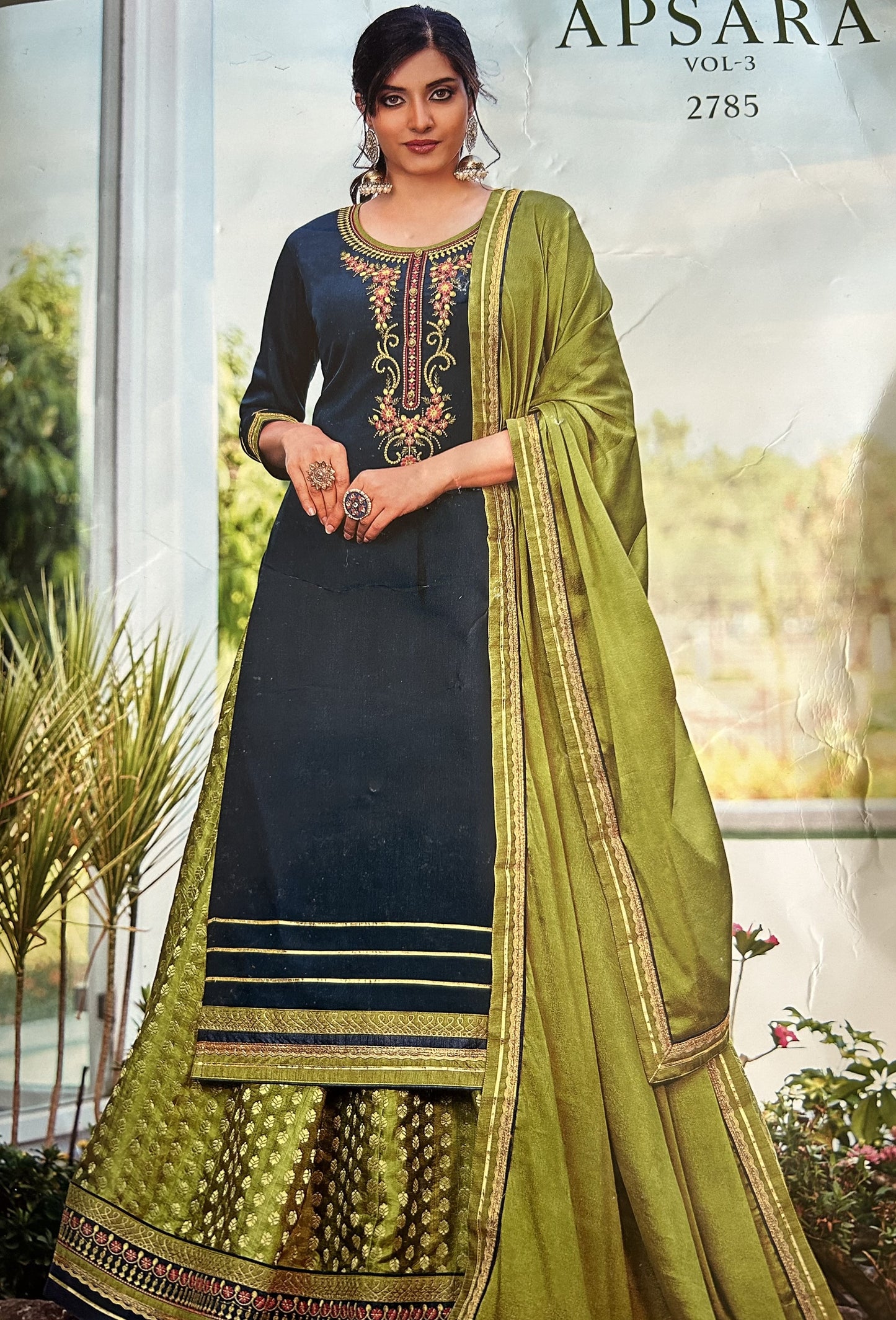 Apsara A line rayon kurta with silk skirt and Dupatta